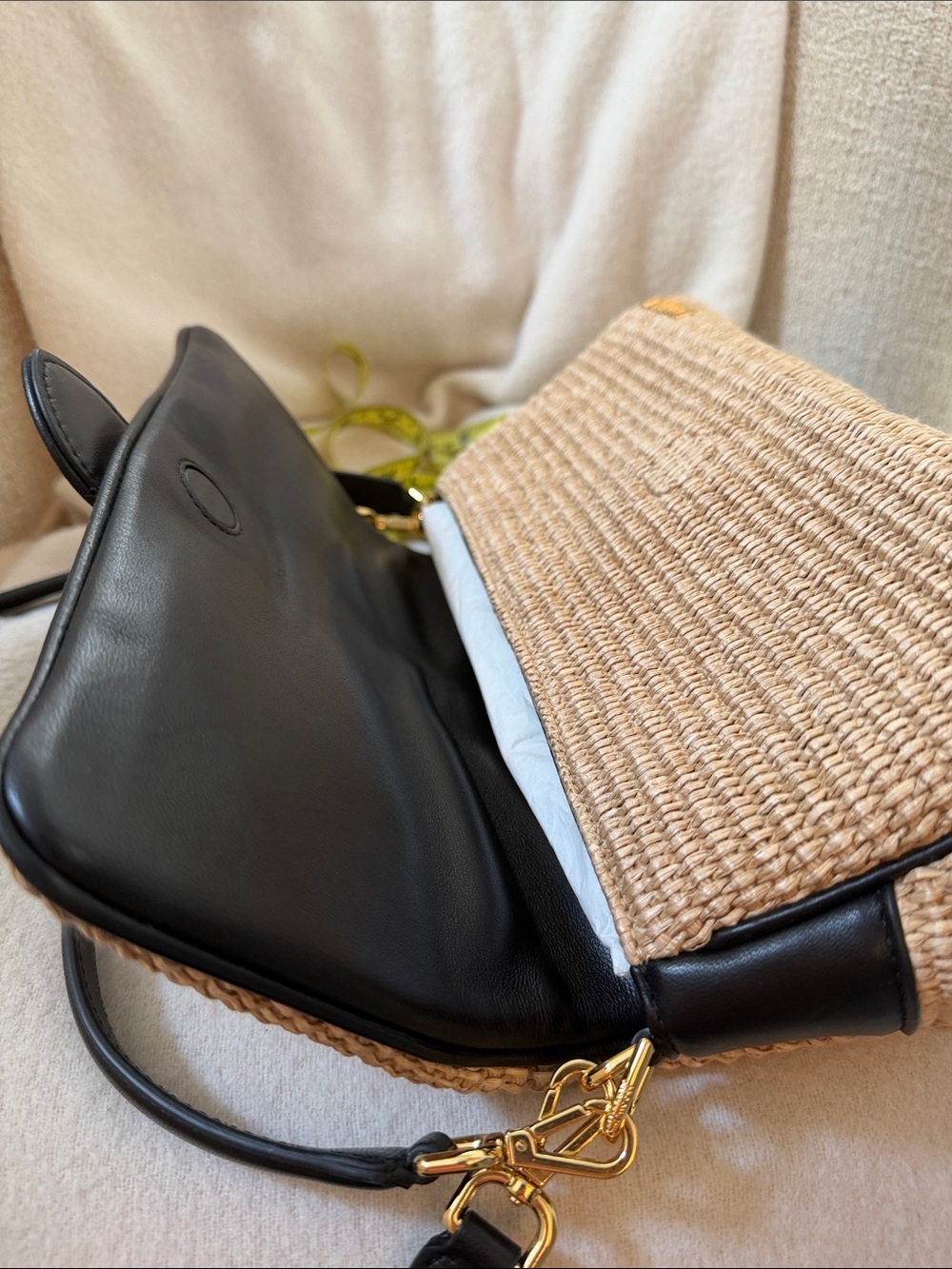 Jacquemus woven straw & black leather trimmed bag - Picture 9 of 11